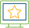 colorful icon of computer with gold star on the screen